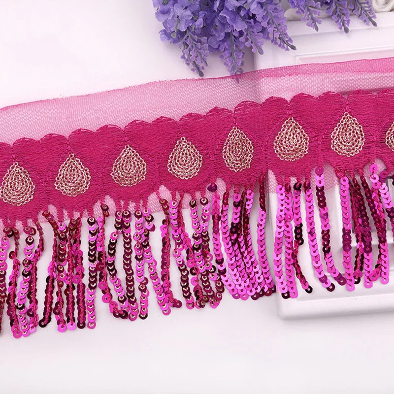 Lace Ribbon Trim - 2/5Yards 10cm Sequin Tassel Lace Trim