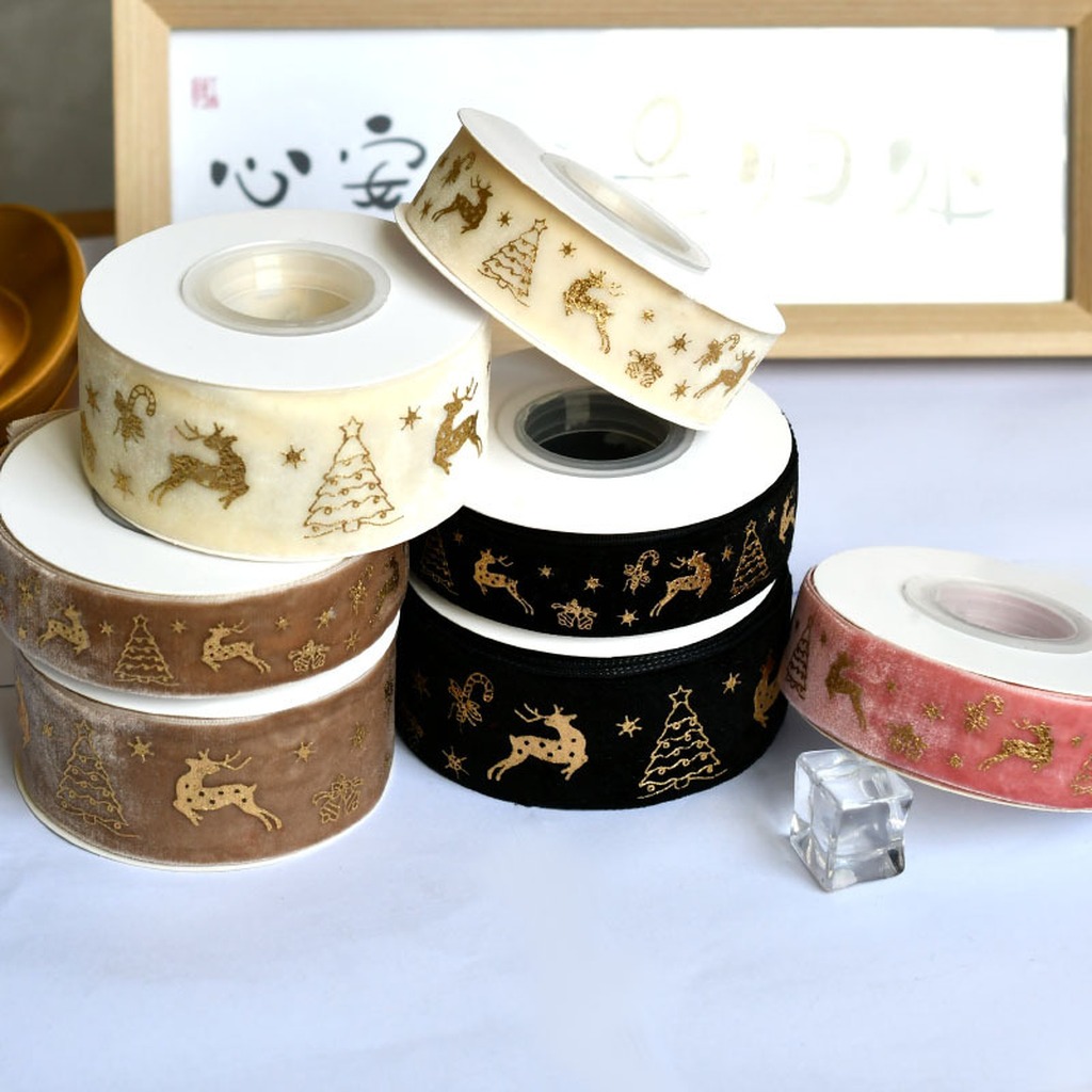 5 Yards/Roll 2.5cm Christmas G - đánh giá và giá Velvet Ribbon Roll