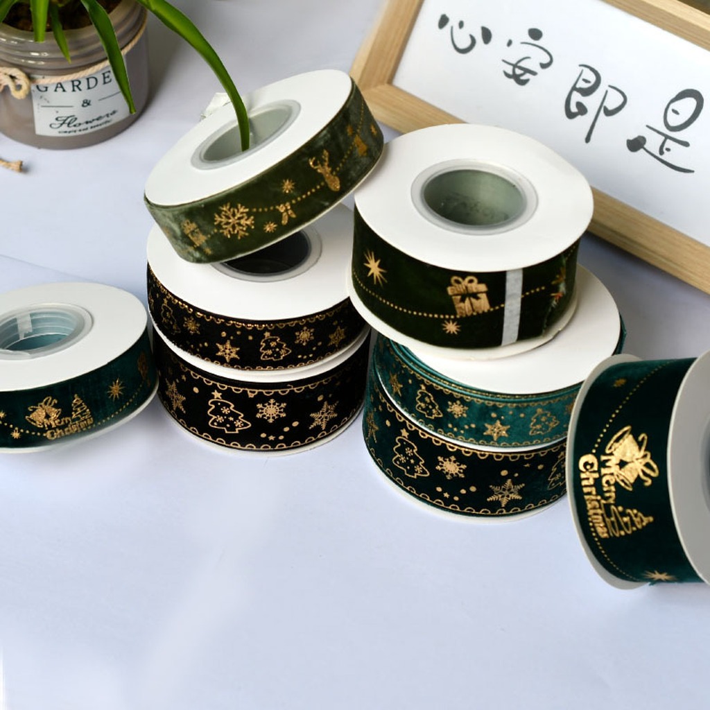 5 Yards/Roll 2.5cm Christmas G - đánh giá và giá Velvet Ribbon Roll