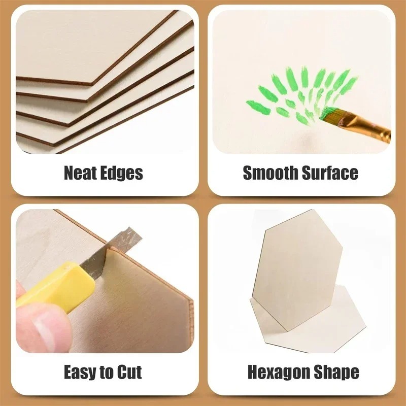 10-120mm Wooden Hexagon Blank  - đánh giá và giá Craft Embellishments