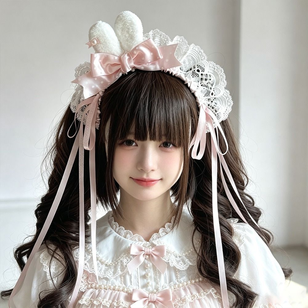 New Polka Dot Bow Bunny Ear He - đánh giá và giá Lace Ribbon Trim