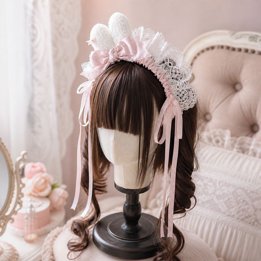 New Polka Dot Bow Bunny Ear He - đánh giá và giá Lace Ribbon Trim