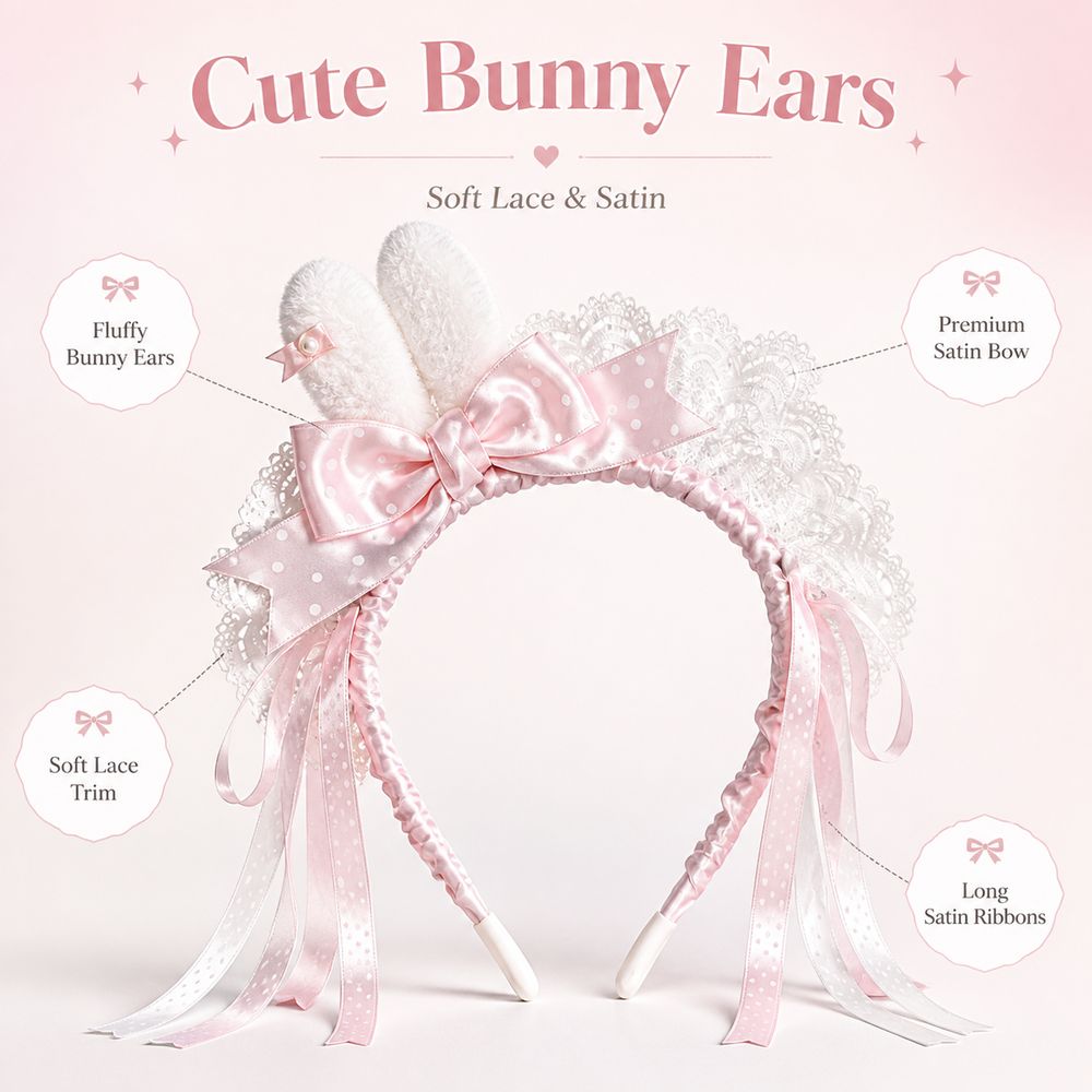 New Polka Dot Bow Bunny Ear He - đánh giá và giá Lace Ribbon Trim
